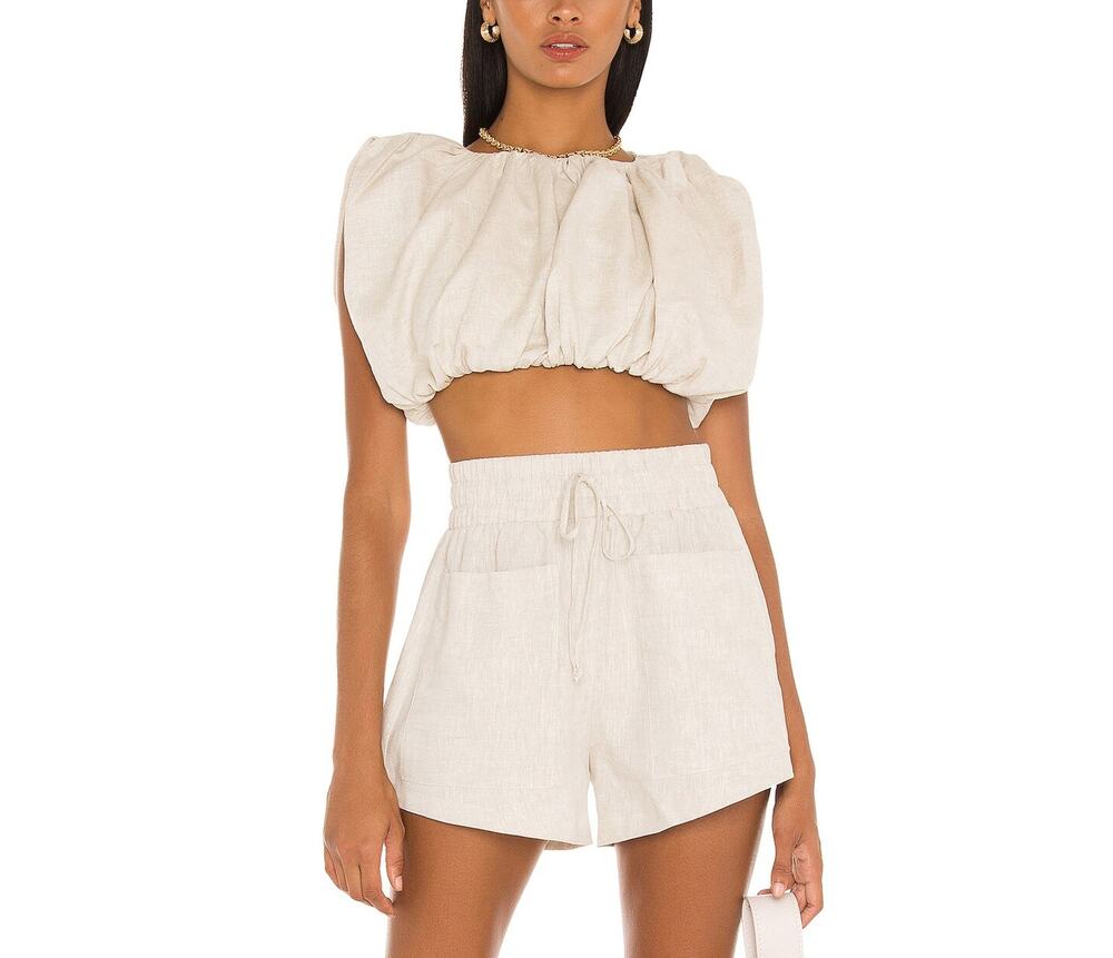 Nonchalant Label Bubble Beige Carol Crop Top Size S